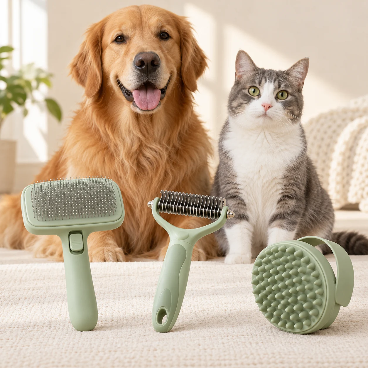 Perro, gato y herramientas del kit Muda bajo control